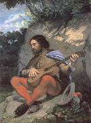Gustave Courbet Young man in a Landscape or The Guitarreor Spain oil painting artist